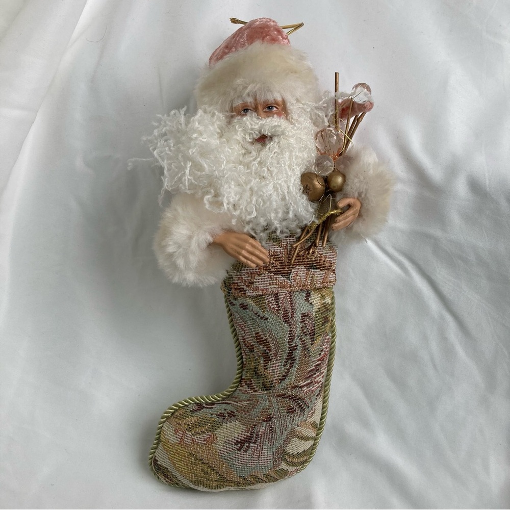 Collectible Santa Clause Tapestry Stocking Figurine Christmas Ornament Decor 12”